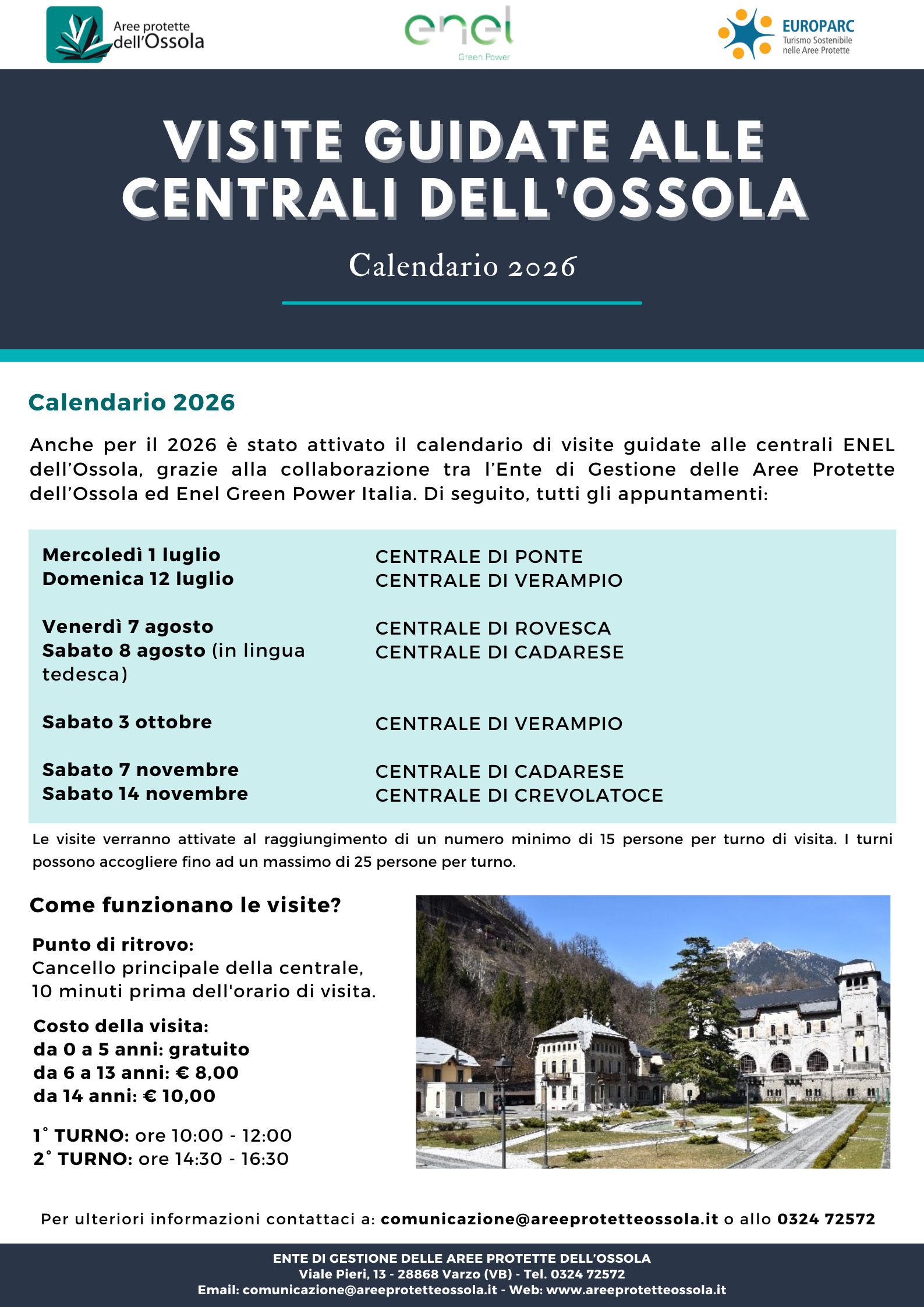 CALENDARIO 2026 centrali Ossola